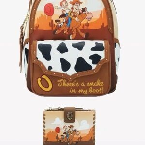 Disney Pixar Toy Story Woody, Jessie , and Bullseye Western Mini Backpack&Wallet